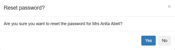 Reset Password confirmation