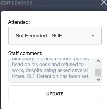 Manage detentions: Edit learner in the detention