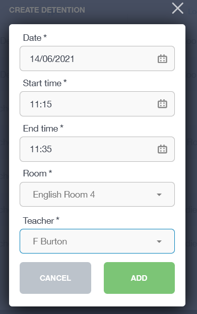 Manage detentions: Create a detention window. 