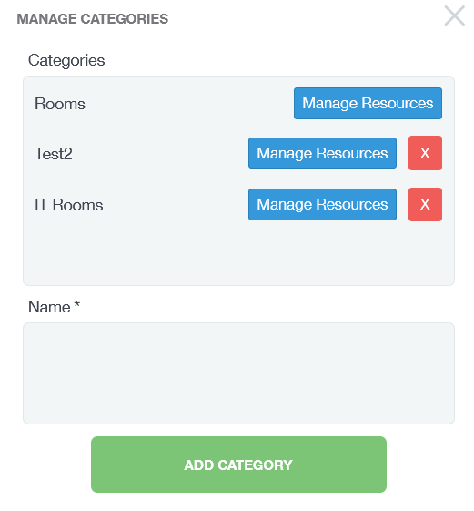 Manage resources connected with each category