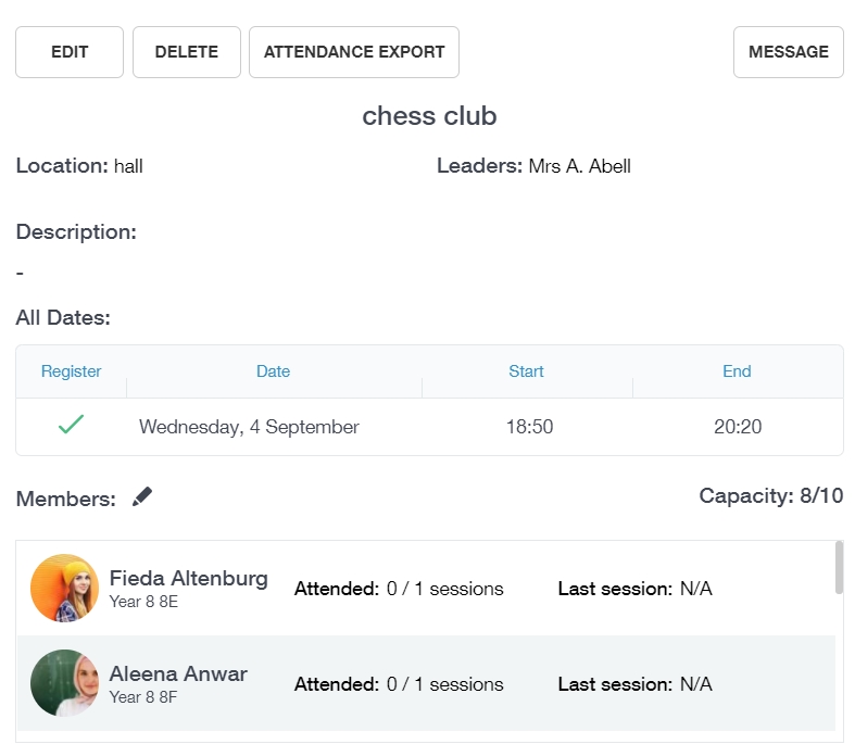 Creating and Managing Clubs: Club Screen