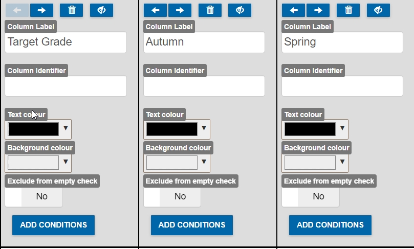 Creating Assessment Grids: Toggle Advanced Controls Fields