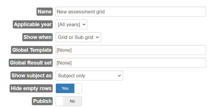 Creating Assessment Grids: Filtering Grid Aspects