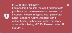 Account Missing MIS ID error