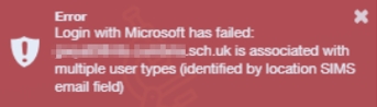 Microsoft or Google Failure message