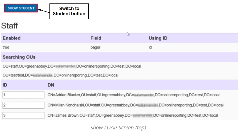 Show LDAP Screen