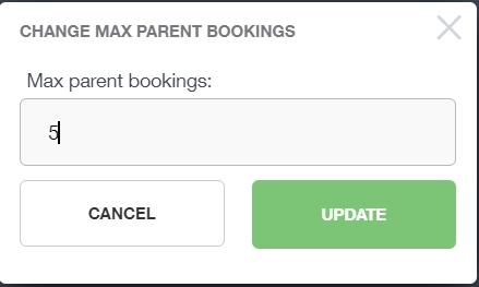 Modify Max Parent Bookings