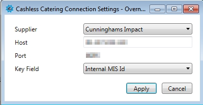 catering connection settings for Cunninghams impact
