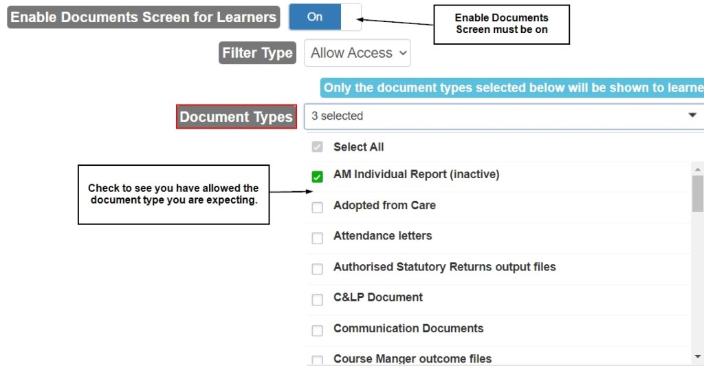 Select the correct Document types 