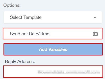 Edit a Template: Date, variables and reply address.