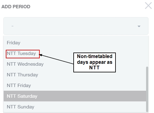 Non-timetabled days (NTT)