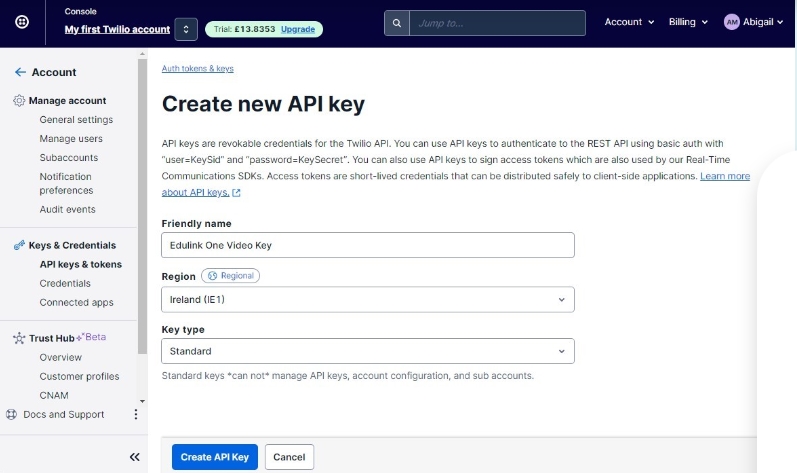 Create new API key