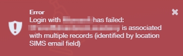 Login with ... has failed: [your email] is associated with multiple records