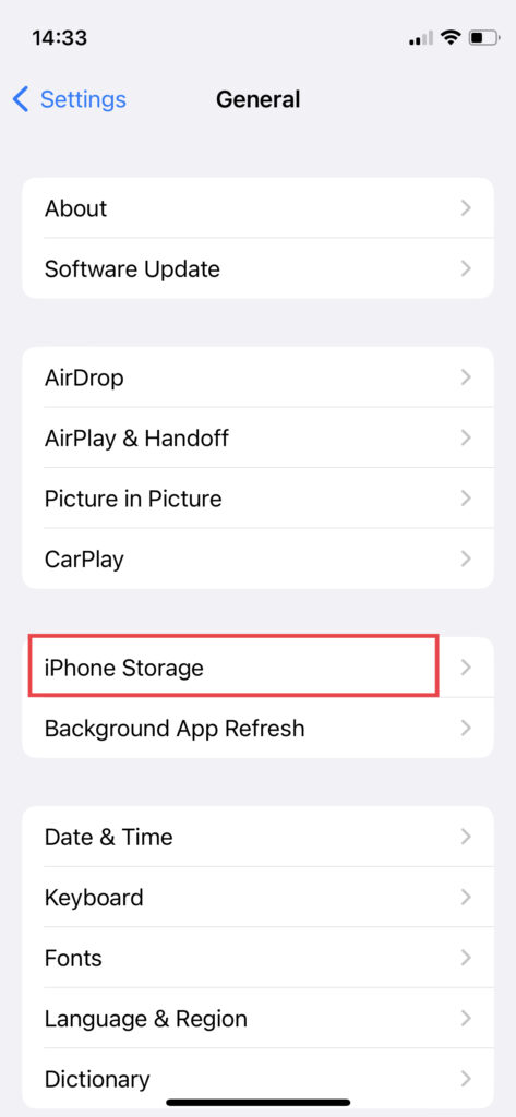 iPhone storage
