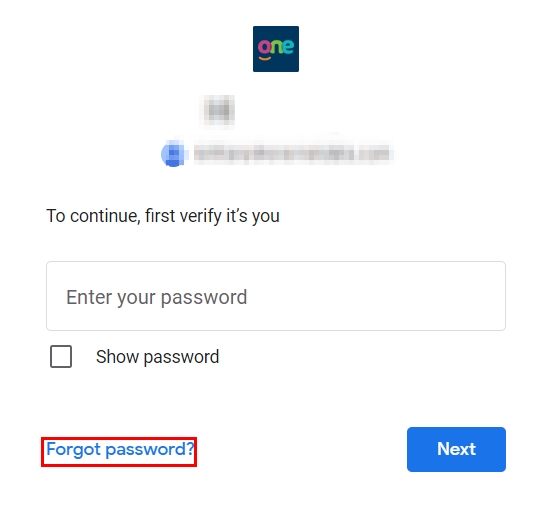 Google Forgot Password 
